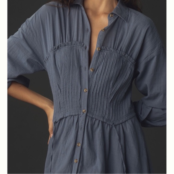 Pilcro Anthropologie Corset Midi Shirt Dress - Picture 3 of 12